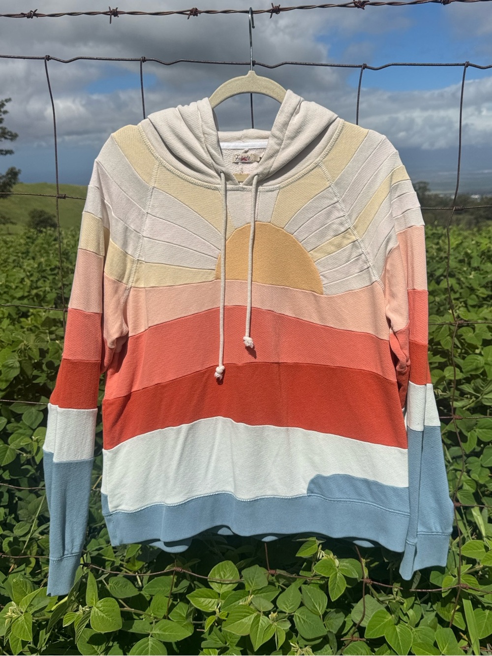 Faherty Soleil Hoodie Women's Cotton Patchwork beach coastal  XL